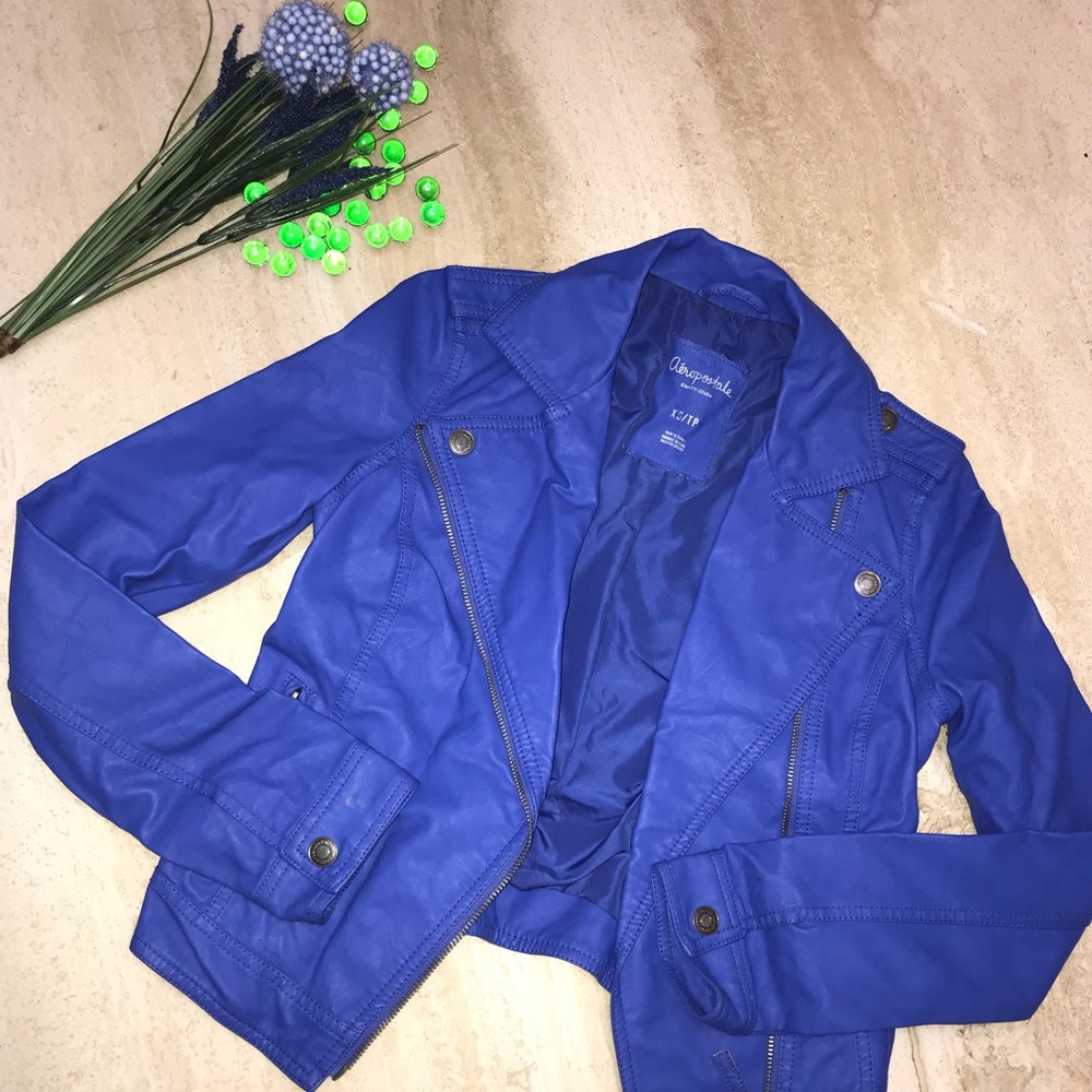 Blue Aeropostale leather jacket